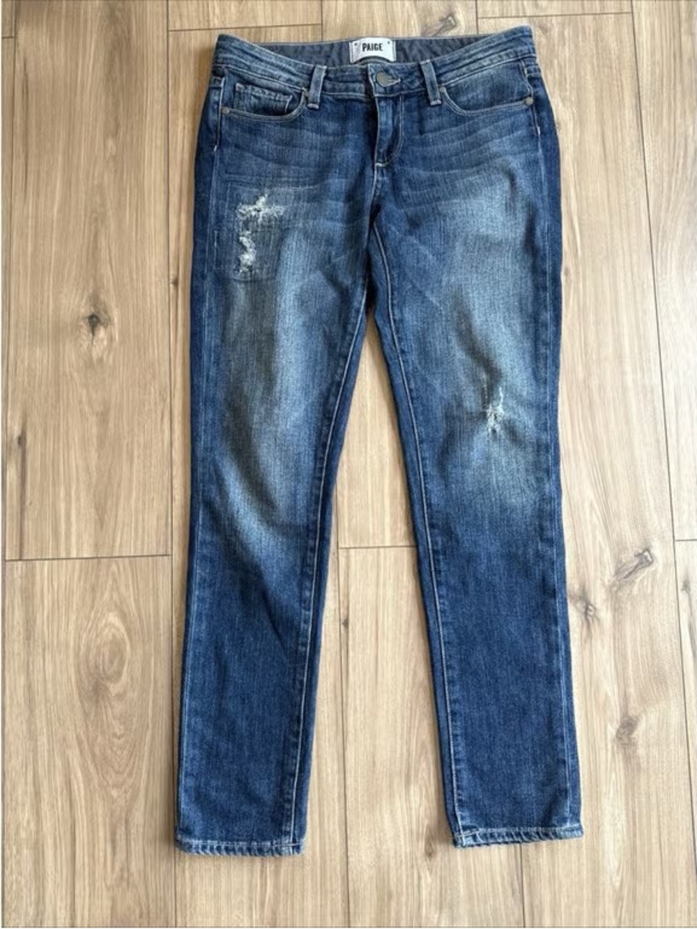 PAIGE Women's Slim Distressed Skinny Jeans - Dark Blue